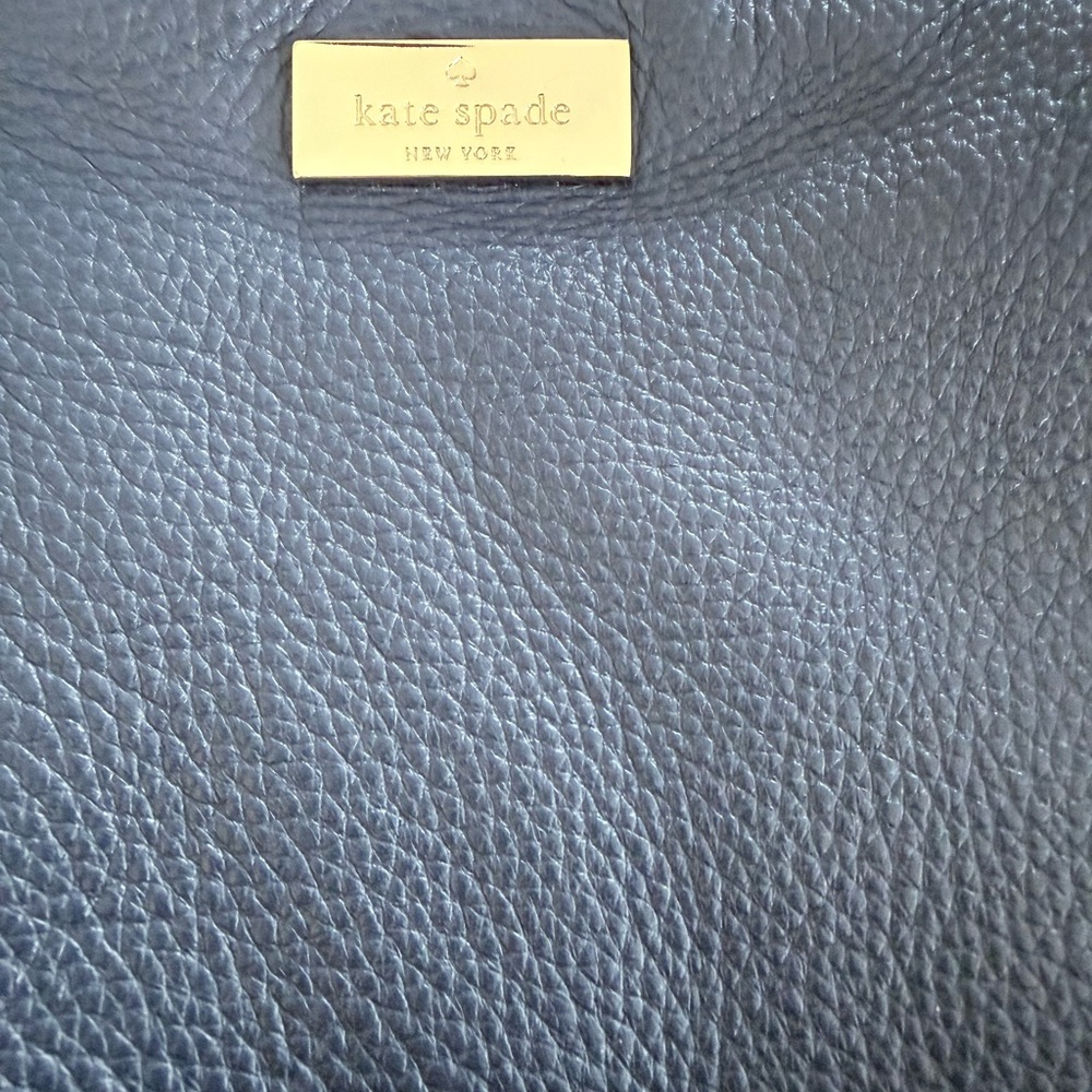 Kate Spade New York Navy Pebbled Leather Hobo Shoulder Bag Gold Hardware - Picture 3 of 11